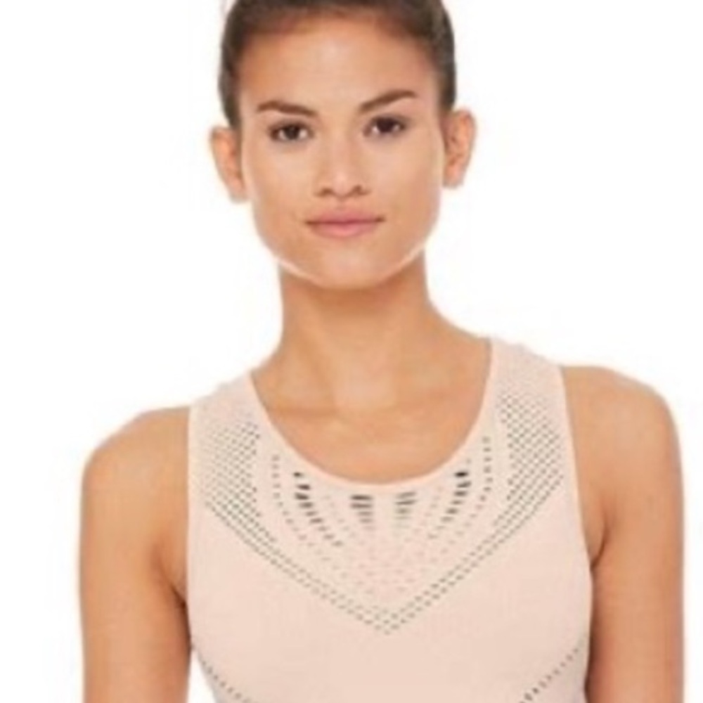 AERIE SIZE S~RACERBACK SPORTS BRA TANK TOP BLUSH PINK FITNESS SHIRT CUTOUTS